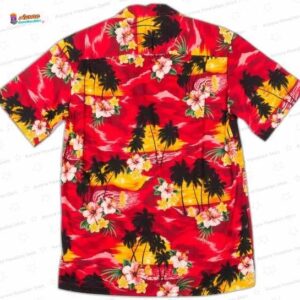 Pacific Legends Hawaiian Aloha Shirt Red Sunset Made In Hawaii 1