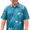 Green Tapa Hawaiian Dri Fit Shirt, Polynesian Pattern Aloha Button-Up for Golf Beach Vacation Gift