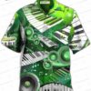 Pixel Creeper Pattern Minecraft Hawaiian Shirt, Green Gamer Button-Up