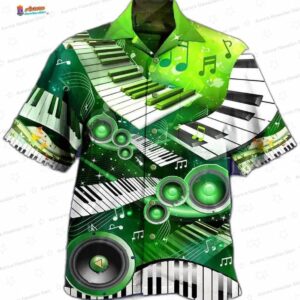 Piano Music Love Green Style Hawaiian Shirt 1