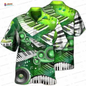Piano Music Love Green Style Hawaiian Shirt 2