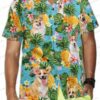 Corgi Predator Jungle Hawaiian Shirt, Tropical Dino Pup Button-Up