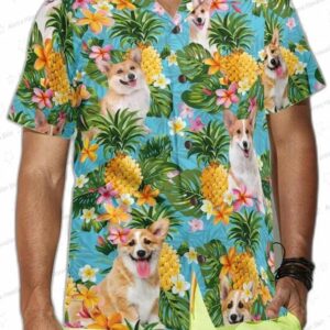 Pineapple Corgi Paradise Hawaiian Shirt, Tropical Dog Lover Button-Up