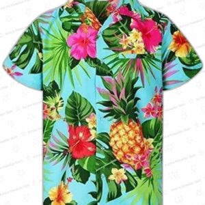 Pineapple Hibiscus Floral Hawaiian Shirt for Tropical Beach Vacations