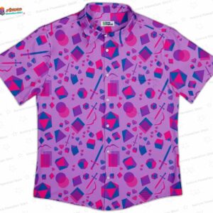 Pink Blue and Bisexual Colors Tabletop RPG Items Dnd Button Up Shirt 3