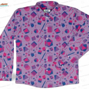 Pink Blue and Bisexual Colors Tabletop RPG Items Dnd Long Sleeve Button Up Shirt 1