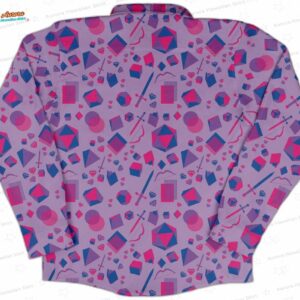 Pink Blue and Bisexual Colors Tabletop RPG Items Dnd Long Sleeve Button Up Shirt 5