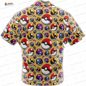 Poke Balls Pokemon Button Up Hawaiian Shirt 1