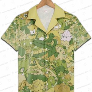 Pokemon Glass Type Hawaiian Shirt Green Pikachu Pokemon Aloha Shirt 1