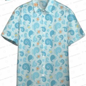 Cute Squirtle Pokemon Hawaiian Shirt with Blue Wave Pattern