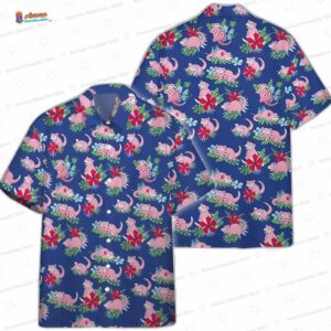 Pokemon Hawaiian Shirt Tropical Slowpoke Pink Blue Hawaii Shirt Pokemon Aloha Shirt 2