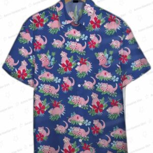 Pokemon Hawaiian Shirt Tropical Slowpoke Pink Blue Hawaii Shirt Pokemon Aloha Shirt 3