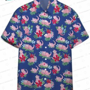 Pokemon Hawaiian Shirt Tropical Slowpoke Pink Blue Hawaii Shirt Pokemon Aloha Shirt 4