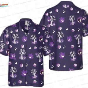 Pokemon Trendy Hawaiian Shirt Gengar Evolution Purple Hawaii Shirt Pokemon Aloha Shirt 1
