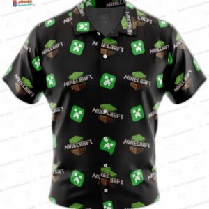 Power Minecraft Button Up Hawaiian Shirt for Gamers