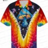 Pastel Mushroom Psychedelic Hawaiian Shirt with Skeleton Hand Print Pastel Mushroom Psychedelic Hawaiian Shirt with Skeleton Hand Print