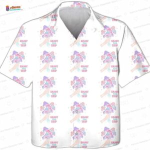 Pastel Mushroom Psychedelic Hawaiian Shirt with Skeleton Hand Print