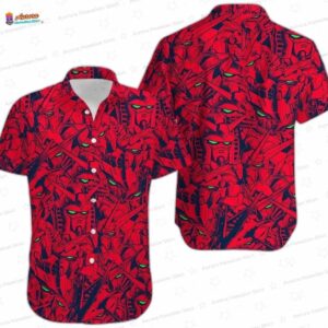 Red Gundam Camo Hawaiian Shirt – Rare Anime Mecha Aloha Shirt