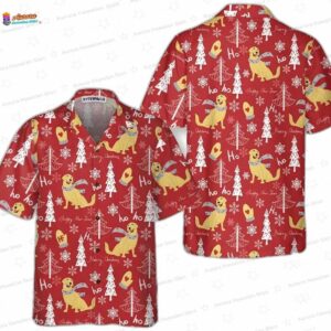 Santa Hat Golden Retriever Christmas Hawaiian Shirt