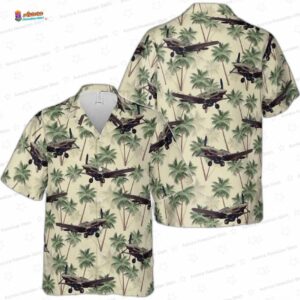 Retro Airplane Palm Tree Hawaiian Shirt for Vacation