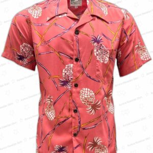 Retro Pineapple Bamboo Coral Rayon Hawaiian Shirt – Island Shirt