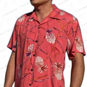 Retro Pineapple Bamboo - Coral 1