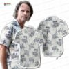 Trendy White Lotus Blue Floral Hawaiian Shirt for Resort Style