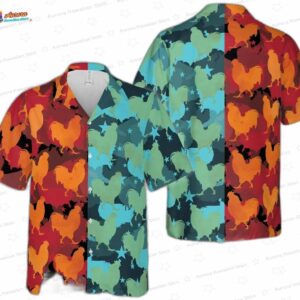 Hot And Cold Rooster Camo Hawaiian Shirt, Two-Tone 3D Gift