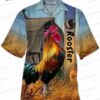 Golden Sunflower Rooster Hawaiian Shirt, Black Floral Aloha Gift Golden Sunflower Rooster Hawaiian Shirt, Black Floral Aloha Gift