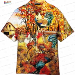 Harvest Barnyard Rooster Hawaiian Shirt, Farm Aloha Gift