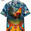 Barnyard Rooster Hawaiian Shirt, Rustic Hayfield Farm Button-Up