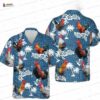 Rainbow Tail Rooster Hawaiian Shirt, Tropical Jungle Statement Button-Up
