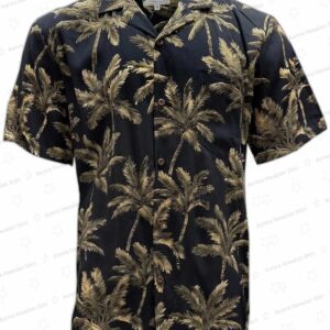 Royal Palms Black Rayon Hawaiian Shirt – Classic Palm Resort Shirt