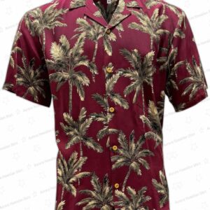 Royal Palms Maroon Rayon Hawaiian Shirt – Classic Palm Resort Shirt