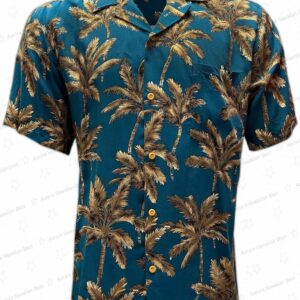 Royal Palms Moonlight Teal Rayon Hawaiian Shirt – Resort Shirt