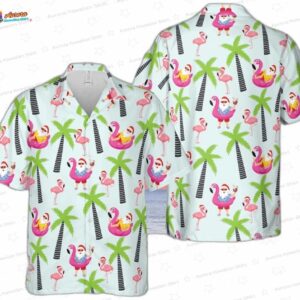 Santa Claus Flamingo Christmas in July Hawaiian Shirt – Tropical Holiday Aloha Shirt