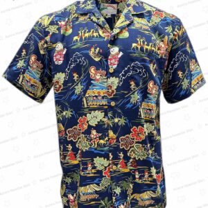 Santa s Surf Shack Navy Rayon Hawaiian Shirt – Holiday Beach Shirt