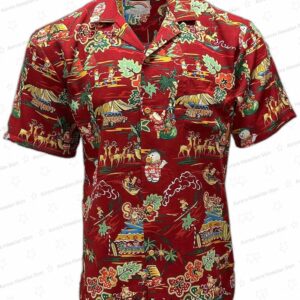 Santa s Surf Shack Red Rayon Hawaiian Shirt – Holiday Beach Shirt