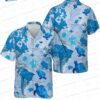 Oceanic Sea Turtles Pattern Turtle Hawaiian Shirt, Light Blue Marine Aloha Button-Up for Beach Vacation Gift