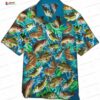 Neon Galaxy Fish Hawaiian Shirt with Sea Creature Glow Print