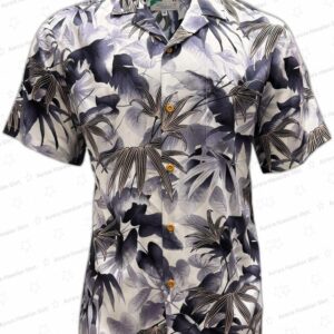 Shadow Garden Gray Rayon Hawaiian Shirt – Tropical Leaf Shirt