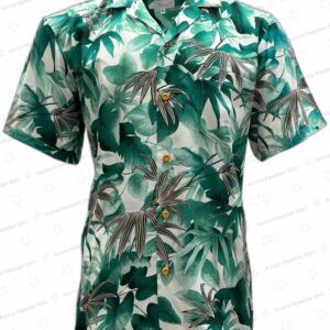 Shadow Garden Green Rayon Hawaiian Shirt – Tropical Leaf Shirt