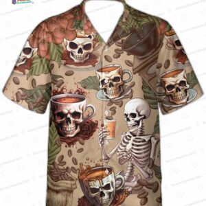 Trendy Skull Coffee Hawaiian Shirt for Men Women