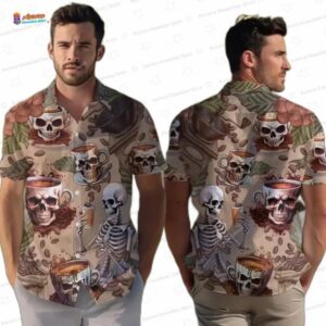 Skull Coffee Hawaiian Shirts For Men Women 2