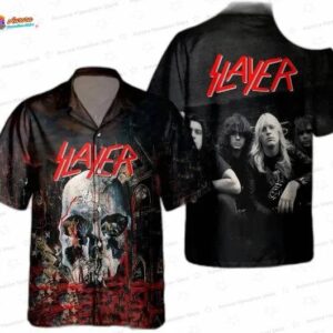 Slayer Band Member Hawaiian Shirt – Vintage Thrash Metal Skull Button-Up