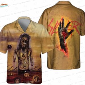 Slayer Christ Illusion Art Hawaiian Shirt – Vintage Gothic Metal Button-Up