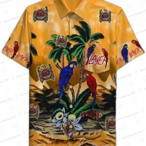 Slayer Parrot Hawaiian Shirt – Tropical Metal Band Hawaiian Shirt