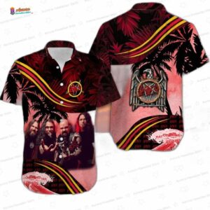 Vintage Slayer Sunset Palms Hawaiian Shirt – Tropical Metal Band Summer Gift
