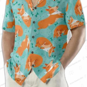 Sleeping Corgi Dreams About Bones Hawaiian Shirt 4