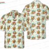 Beige Smiley Sloth Hawaiian Shirt, Cute Neutral Animal Aloha Button-Up for Vacation Gift